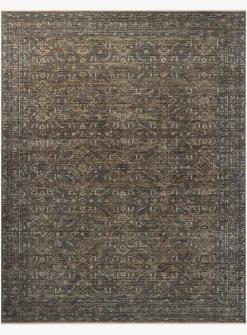 Heritage lagoon blue and tobacco brown indoor rug