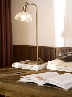 Iron and fluted-glass table lamp