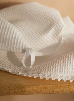 Lace waffled bath towel