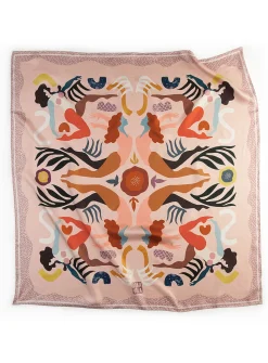 Large colourful pure silk scarf
