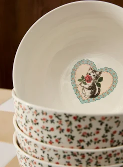 Large retro cat heart bowl