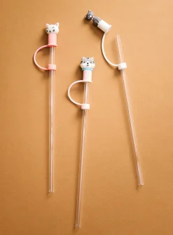Large transparent straws with playful stoppers