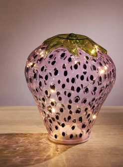 LED light tinted glass strawberry lamp