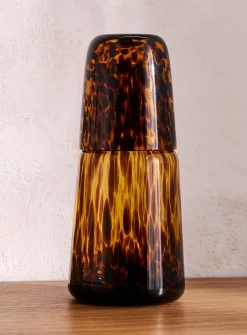 Leopard print glass and pitcher set