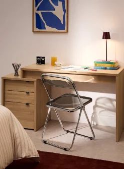 Light oak finish desk and filing cabinet set
