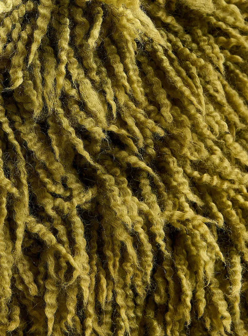 Long embossed fringes khaki removable-cover cushion