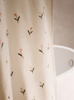 Lovely tulips embroidered shower curtain