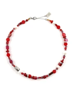 Luan colourful beads and pearls necklace