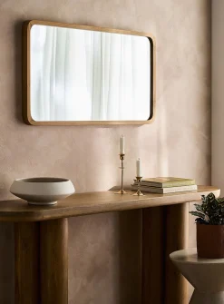 Lyndi teak rounded mirror
