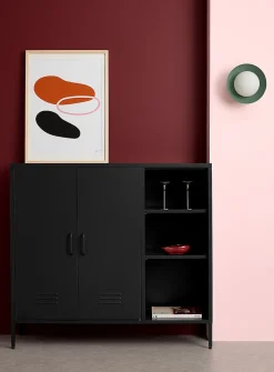 Metal locker-style sideboard
