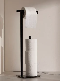 Minimalist toilet paper holder with reserve