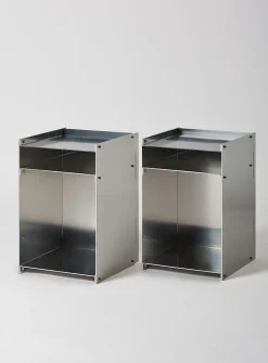 M01S raw aluminum side table duo