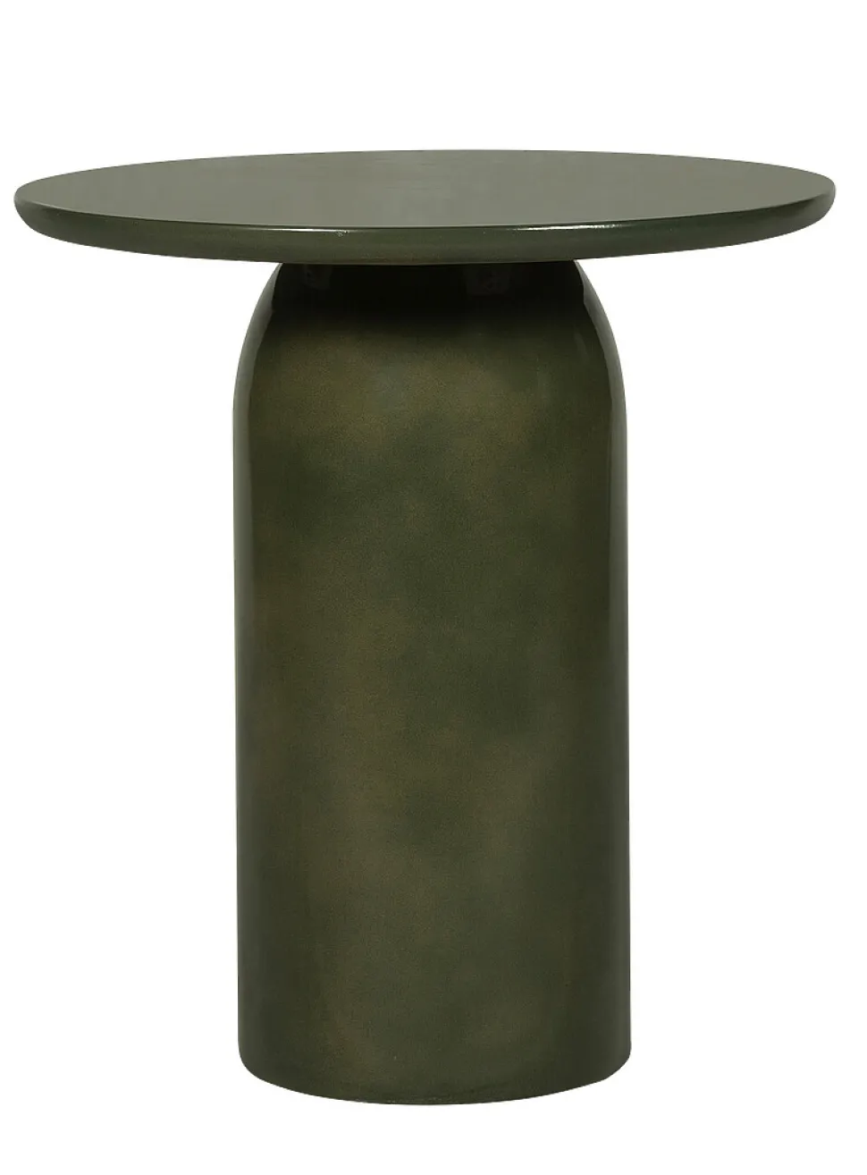 Olive green round concrete table
