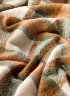 Orange and green check faux-mohair throw