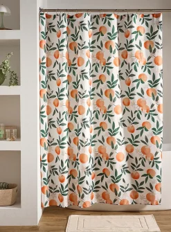 Oranges and flowers shower curtain