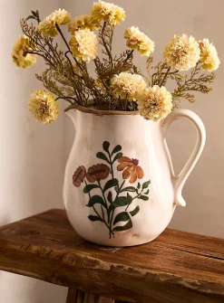 Painted flowers jug-like vase
