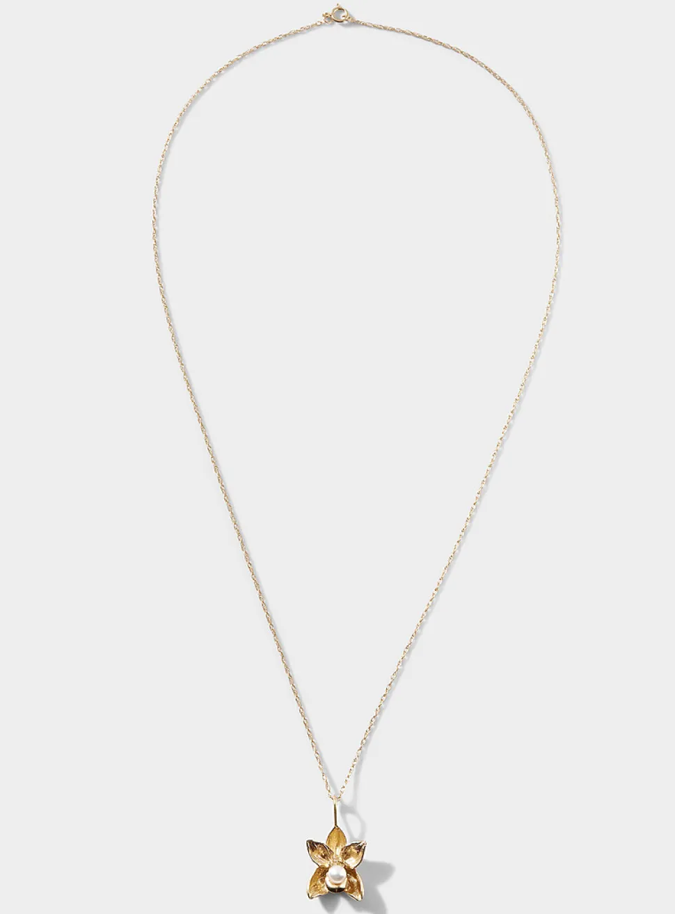 Phalaenopsis orchid solid gold necklace