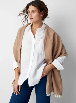 Pure linen and tassels shawl