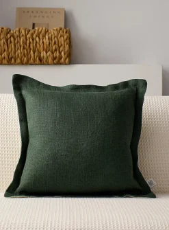 Pure linen ruffled removable-cover cushion