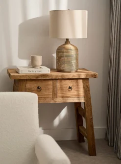 Rattan base table lamp