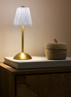 Rechargeable touch lamp with pleated floral shade