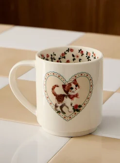 Retro cat heart mug
