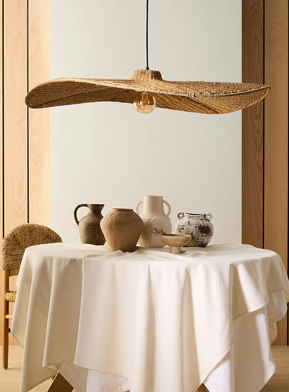 Selma braided wicker light fixture