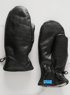 Shearling-lined leather mittens