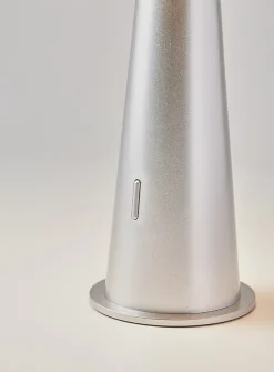 Silver-finish portable LED lamp