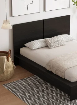 Sleek oak platform bed frame
