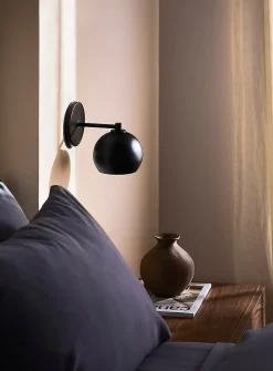 Sleek spehrical shade wall sconce