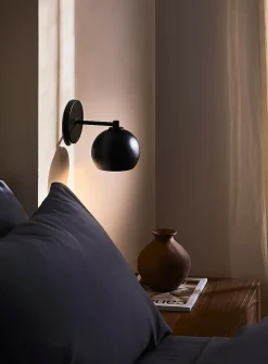 Sleek spehrical shade wall sconce