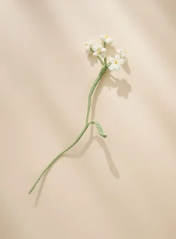 Small white flowers imitation crocheted branch