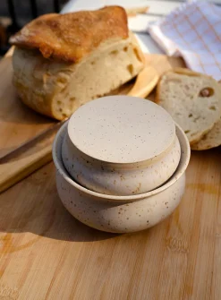 Speckled enamelled ceramic French butter dish