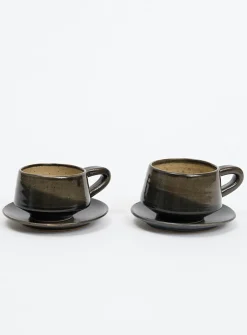 Speckled stoneware espresso cup set