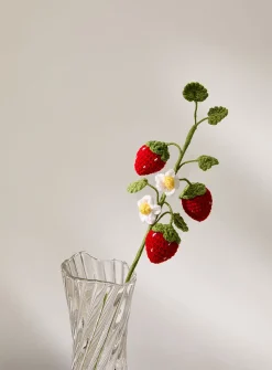 Strawberries and flowers imitation crocheted branch