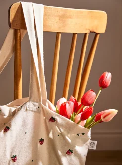 Strawberry and flower shopping bag