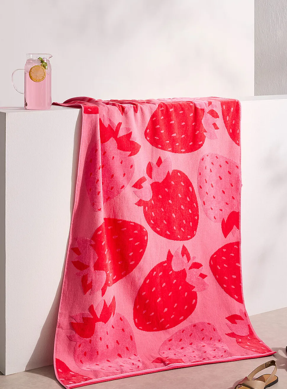 Strawberry organic cotton beach towel