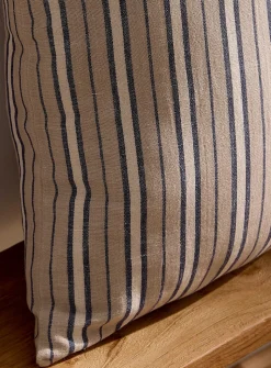 Striped linen-blend removable-cover cushion