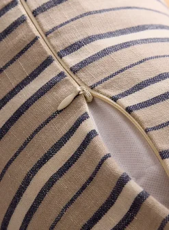 Striped linen-blend removable-cover cushion