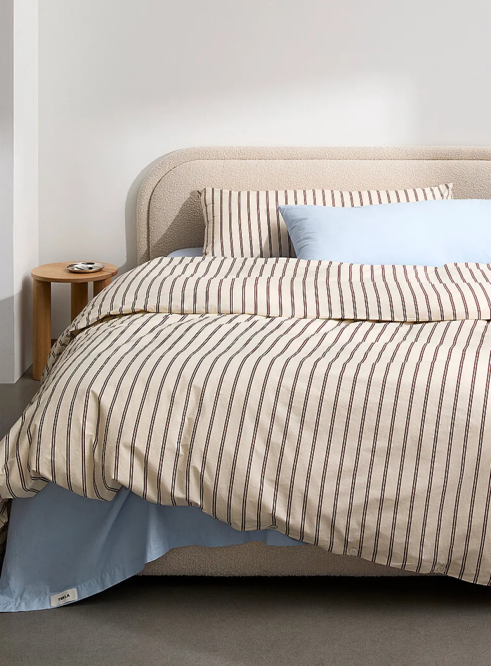 Striped 100% organic cotton percale duvet cover