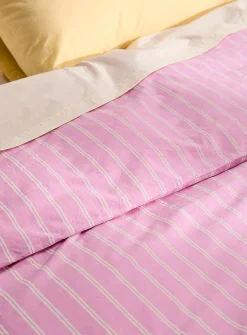 Striped 100% organic cotton percale duvet cover