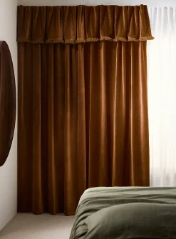 Sumptuous velvet fringed valance curtain