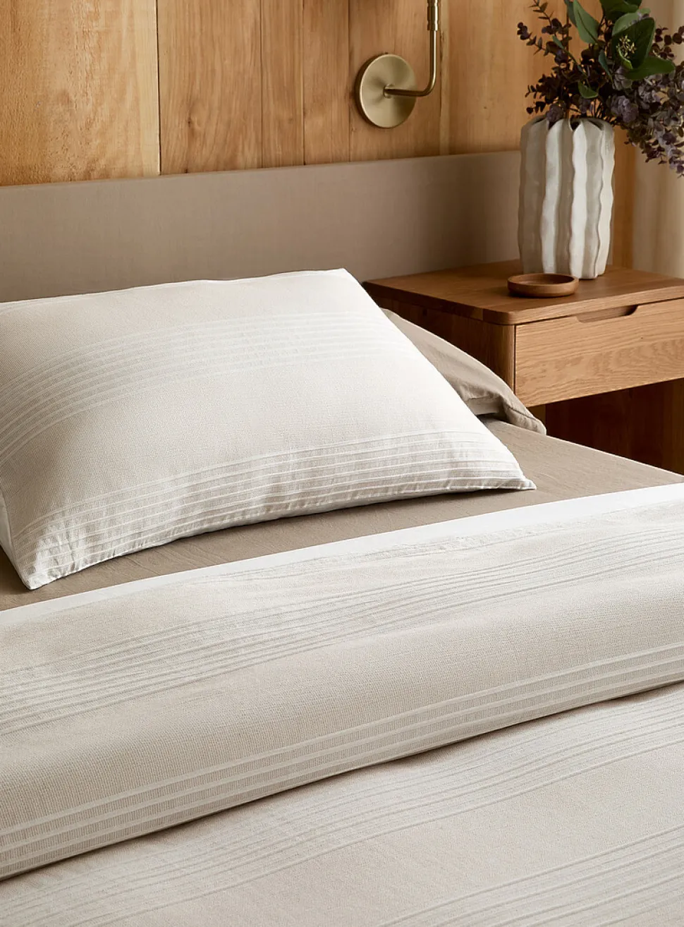 Textured striped duvet cover set