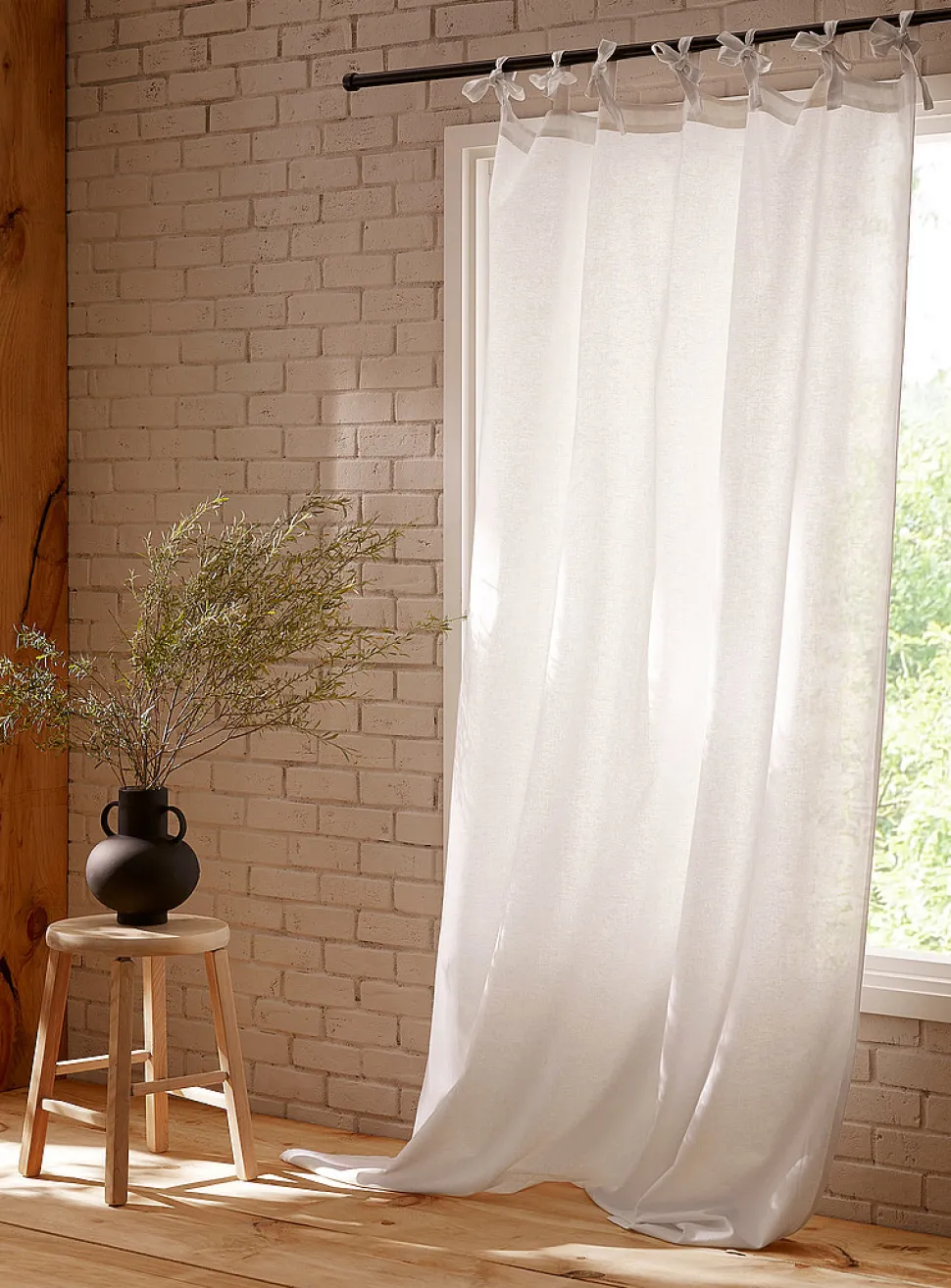 Textured tie-top curtain