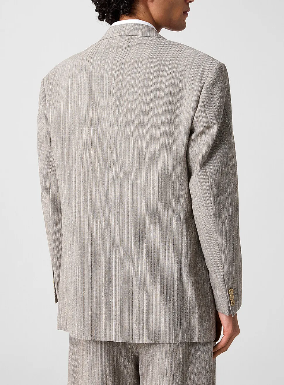 Textured virgin wool double-breasted blazer