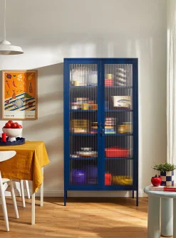 The Collector glass door standing metallic cabinet