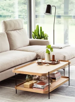 Tiered oak coffee table