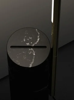 T.O marble and aluminum standing lamp
