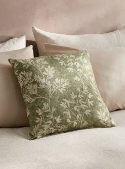Touch of linen stencil flowers removable-cover cushion